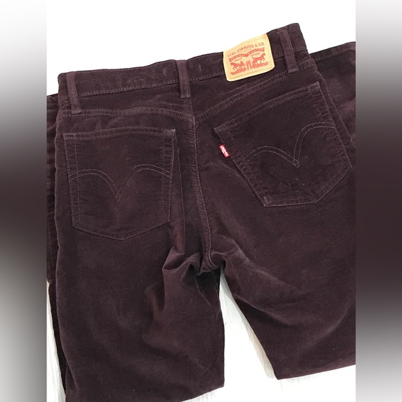 Levi’s wedgie skinny jeans,faux velvet, burgundy high rise button fly size 25 - Picture 6 of 8